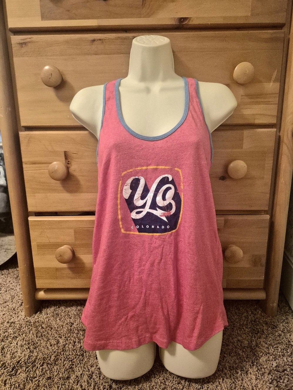 Alternative Earth Pink Heather Tank with Gray Trim Size M